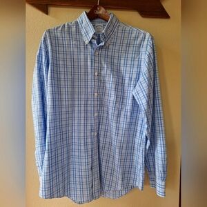 Brooks Brothers Mens Lt Blue/White Plaid Button Down Shirt Size M